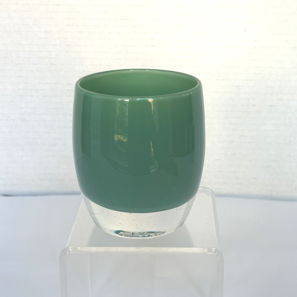 Glassy Baby Glassybaby STRENGTH Teal Votive Hand Blown Candle Holder #1141